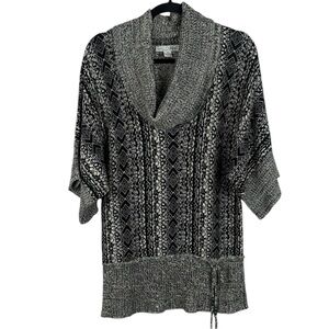 RXB Marled Black & White Cowl Neck Dolman Sleeve Medium Knit Sweater